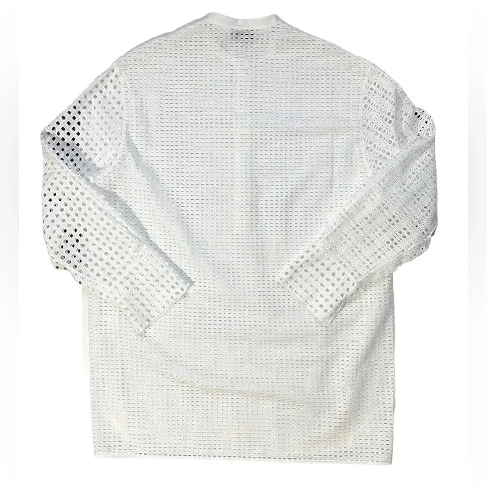 AKRIS White Cotton Broderie Anglaise Patchwork Tunic Size 6 NWOT - Picture 7 of 7